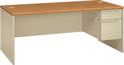 HON® 38000 Series Right-Pedestal Desk, Harvest/Putty, 29 1/2H x 72W x 36D