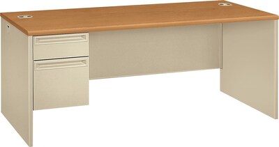 HON® 38000 Series Left-Pedestal Desk, Harvest/Putty, 29 1/2"H x 72"W x 36"D