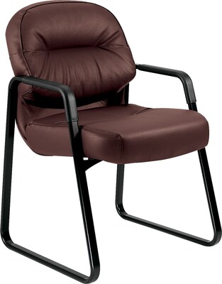 HON® 2090 Pillow-Soft Series Leather Guest Arm Chair, Burgundy, Open Loop Arms (2093SR69T)