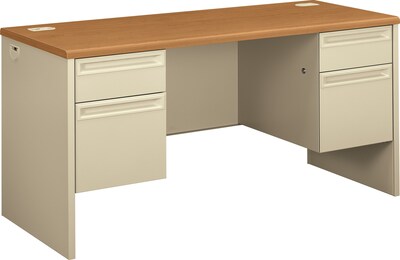 HON® 38000 Series Kneespace Credenza with Locks, Harvest/Putty, 29 1/2H x 60W x 24D