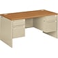 HON® 38000 Series Double Pedestal Desk, Harvest/Putty, 29 1/2"H x 60"W x 30"D