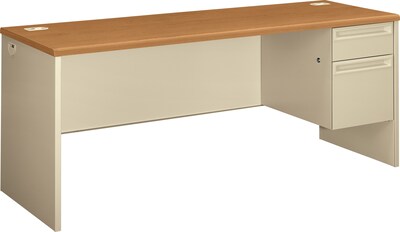 HON® 38000 Series Right-Pedestal Credenza, Harvest/Putty, 29 1/2"H x 72"W x 24"D