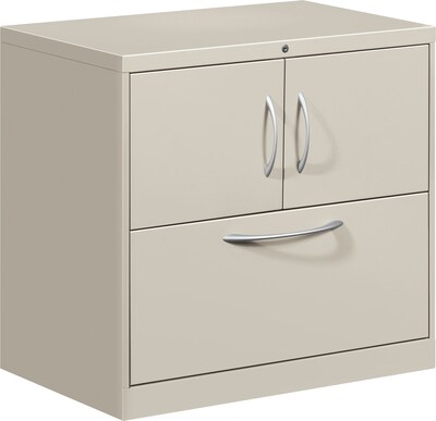 Hon® Flagship® 1-Drawer Lateral File Center w/Storage Cabinet; Light Gray, Lttr/Legal (FC1830DLFALQ)
