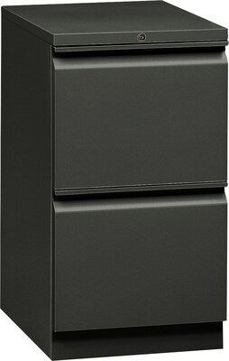 HON® Flagship® 19 7/8D 2 Drawer Mobile File/File Pedestal; Charcoal; Full Radius Drawer Pull