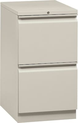 HON® Flagship® 19 7/8D 2 Drawer Mobile File/File Pedestal; Light Gray; Full Radius Drawer Pull
