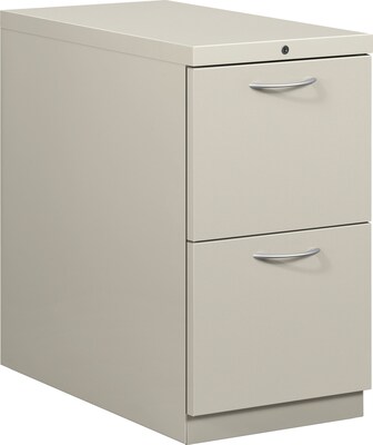 HON® Flagship® 28 7/8D 2 Drawer Mobile File/File Pedestal; Light Gray; Satin Chrome Arch Pull