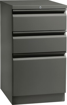 HON® Flagship® 19 7/8D 3 Drawer Mobile Box/Box/File Pedestal; Charcoal; Full Radius Pull