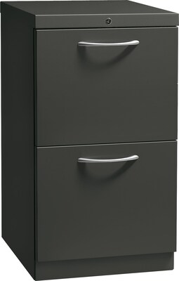 HON® Flagship® 19 7/8D 2 Drawer Mobile File/File Pedestal; Charcoal; Satin Chrome Arch Pull
