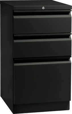 HON® Flagship® 19 7/8D 3 Drawer Mobile Box/Box/File Pedestal; Black; Full Radius Pull