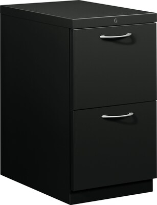 HON® Flagship® 22 7/8D 2 Drawer Mobile File/File Pedestal; Black; Satin Chrome Arch Pull