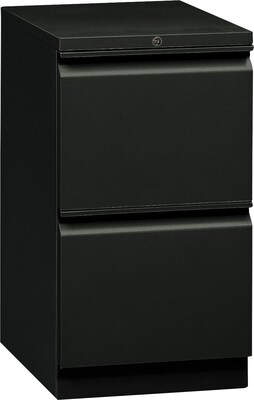 HON® Flagship® 19 7/8D 2 Drawer Mobile File/File Pedestal; Black; Full Radius Drawer Pull