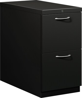 HON® Flagship® 28 7/8D 2 Drawer Mobile File/File Pedestal; Black; Satin Chrome Arch Pull