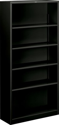 HON Brigade Steel Bookcase, 5 Shelves, 34-1/2W, Black Finish NEXT2018 NEXT2Day