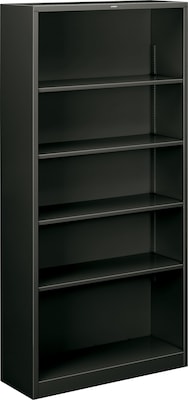 HON Brigade Steel Bookcase, Charcoal, 5-Shelf, 71H