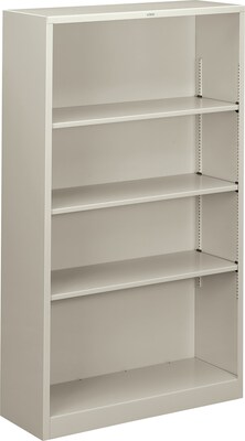 HON® Brigade Steel Bookcase, Light Gray, 4-Shelf, 59"H