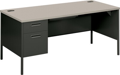 HON® Metro Classic Series; Single Pedestal Desk, Charcoal/Grey, 66x30