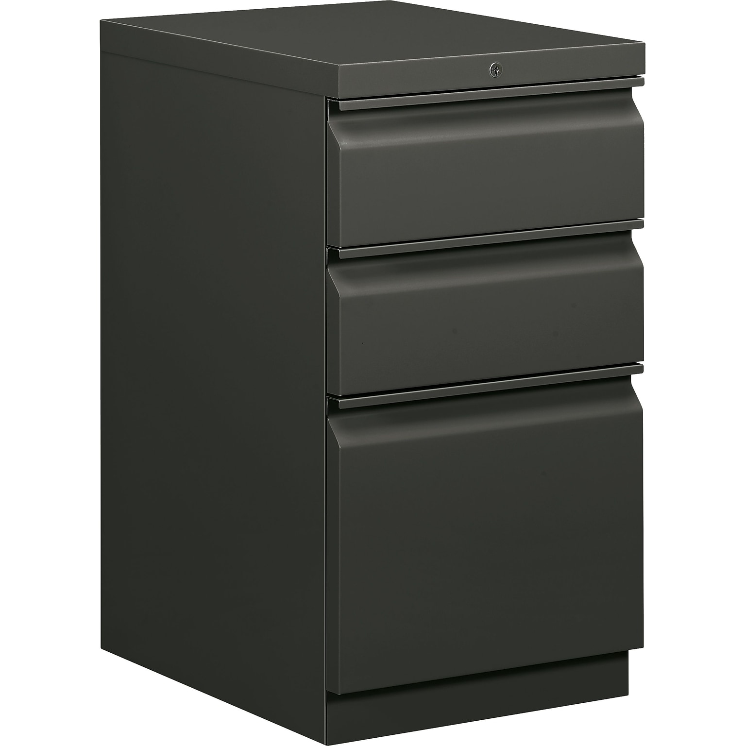 HON® Brigade® Efficiencies™ 3 Drawer Mobile/Pedestal File, Charcoal, Letter, 15W (H33720RS)