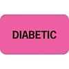 Chart Alert Medical Labels, Diabetic, Fluorescent Pink, 7/8x1-1/2, 500 Labels