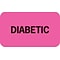 Chart Alert Medical Labels, Diabetic, Fluorescent Pink, 7/8x1-1/2, 500 Labels