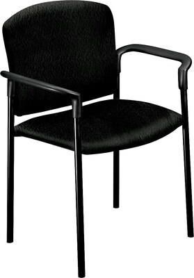 HON® Pagoda® Fan-Back Upholstered Stacking Arm Chair; Black