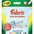 Crayola Fabric Marker, Fine Line Tip, 10/Pack