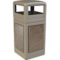 Commercial Zone® StoneTec Trash Can, 42 Gallons, Beige/Riverstone Panels, 41 3/4 x 18 1/2 x 18 1/2