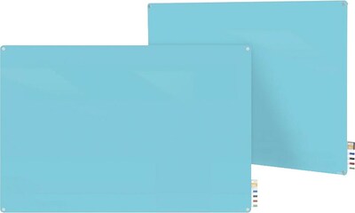 Ghent® Harmony Magnetic Glass Markerboard With Round Corner, Blue, 2' x 3' (HMYRM23BE)