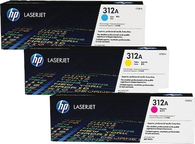 HP 312A Cyan/Magenta/Yellow Standard Yield Toner Cartridge, 3/Pack (CF440AM)