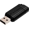 Verbatim PinStripe 64GB USB 2.0 Flash Drive, Black (49065)