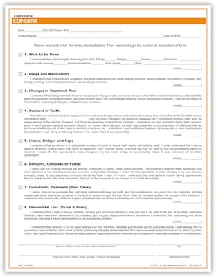 Medical Arts Press® Dental Consent Form; Rainbow FormFamily™, Dental