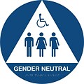 Gender Neutral Sign, Round with Handicapped Logo