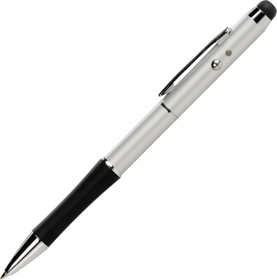 Quartet 3-In-1 Laser Pointer with Stylus and Pen, Projects 984 Feet, Silver (85520)