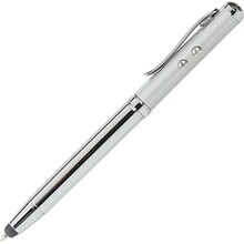 Quartet 4-In-1 Laser Pointer with Stylus, Pen and LED Light, Projects 984 Feet, Silver