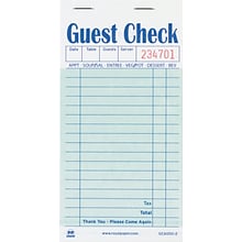 Guest Check Book, Carbon Duplicate, 3 1/2 x 6 7/10, 50/book, 50 Books/Ct