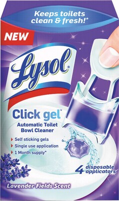 Lysol® Click Gel™ Toilet Bowl Cleaner, Lavender Fields Scent, 4/Box (1920092919)