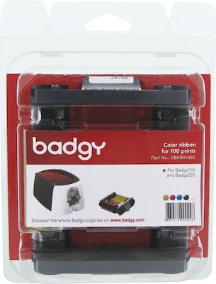 Badgy Color Ribbon for Badgy 100/200 Printers, YMCKO, Yields Approximately 100 Prints (CBGR0100C)