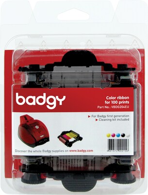 Badgy Color Ribbon for 100 Prints with Cleaner, YMCKO