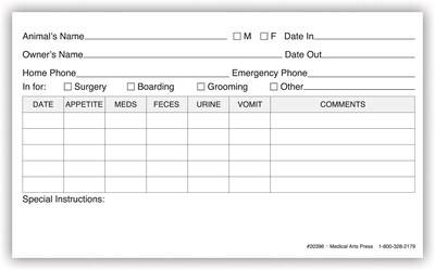 Medical Arts Press® Vet Cage Card; 3x5