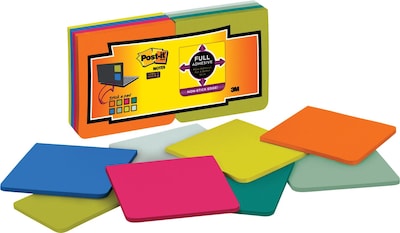 Post-it® Super Sticky Full Adhesive Notes, 3 x 3, Assorted Bright, 25 Sheets/Pad, 16 Pads/Pack (F330-16SSMX)