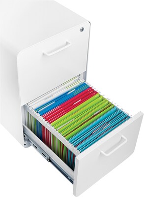 Poppin 2-Drawer Vertical File Cabinet, Letter/Legal Size, Lockable, 24"H x 15.75"W x 20"D, White (100413)