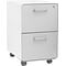Poppin White + Light Gray Stow File Cabinet with Casters, 2-Drawer, Letter/Legal Size