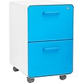 Stow 2-Drawer File Cabinet w/Casters, White + Pool Blue