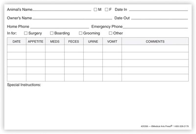 Medical Arts Press® Vet Cage Card; Identification Information, 4x6