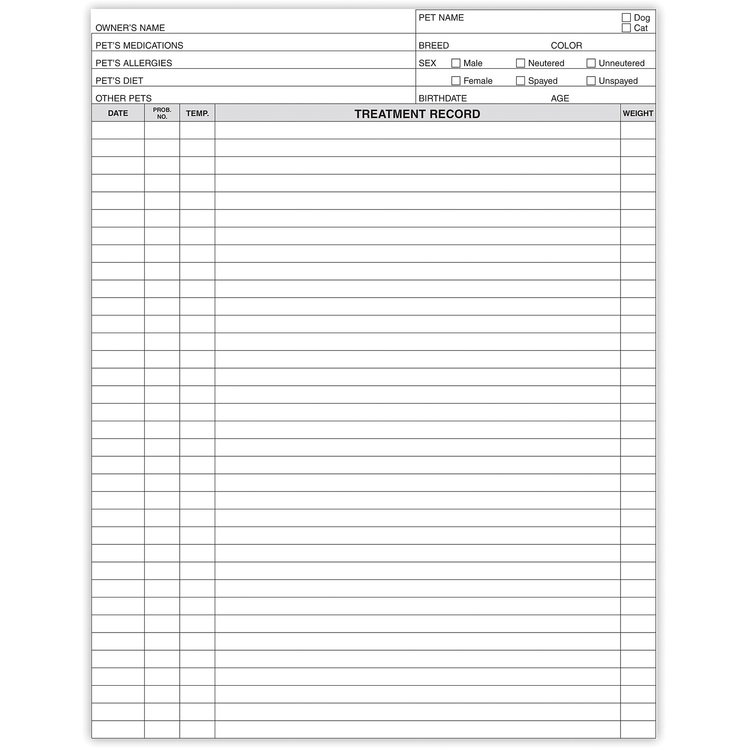 Medical Arts Press® Pet Treatment Records, All-Purpose