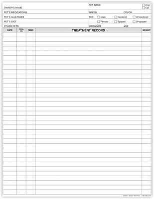 Medical Arts Press® Pet Treatment Records, All-Purpose