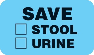 Behavior and Instruction Medical Labels, Save Stool/Urine, Light Blue, 7/8x1-1/2, 500 Labels