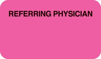 Insurance Chart File Medical Labels, Referring Physician, Fluorescent Pink, 7/8x1-1/2, 500 Labels