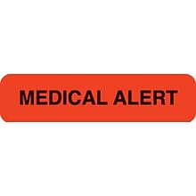 Chart Alert Medical Labels, Medical Alert, Fluorescent Red, 5/16x1-1/4, 500 Labels