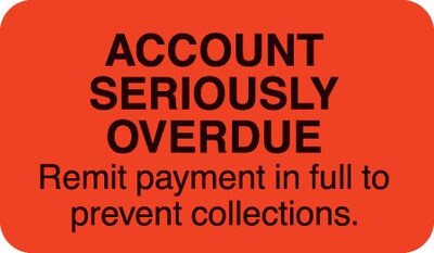 Reminder & Thank You Collection Pre-Printed Labels, Fluorescent Red, 7/8x1-1/2, 500 Labels