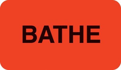 Behavior and Instruction Medical Labels, Bathe, Fluorescent Red, 7/8x1-1/2, 500 Labels